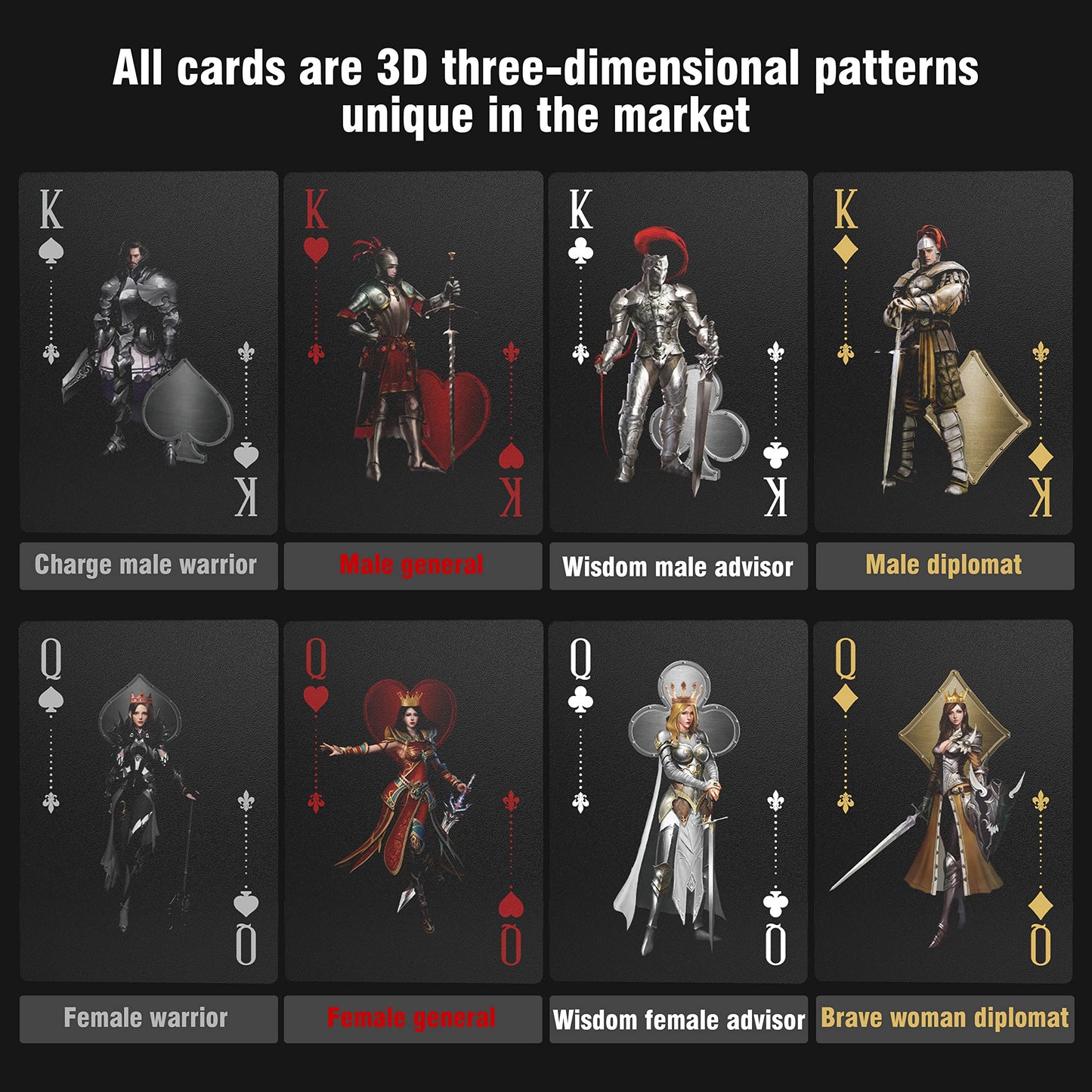 WJPC Waterproof Playing Cards – 54-Card PVC Deck, Knight Gold Edition