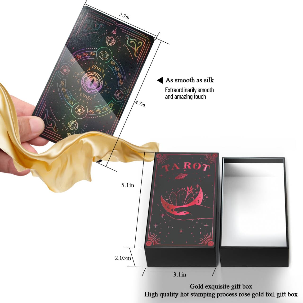 WJPC Rose Gold Edge Foil Tarot Card Decks Set with Guidebook & Gift Box – For Beginners to Experts