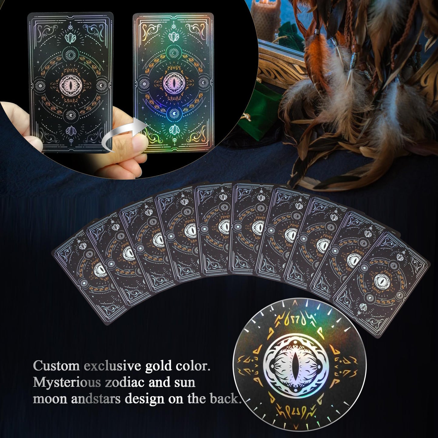 WJPC Silver Foil Edge Tarot Cards with Guide Book Set & Gift Box – 78 Cards for Beginners & Experts