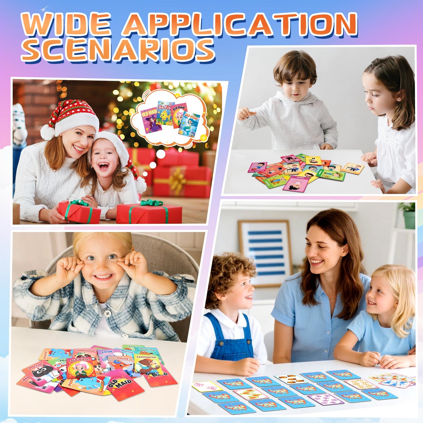 Wkchxd Go Fish & Old Maid Card Games – 4 Pack for Kids 4-8, Family & Travel Fun