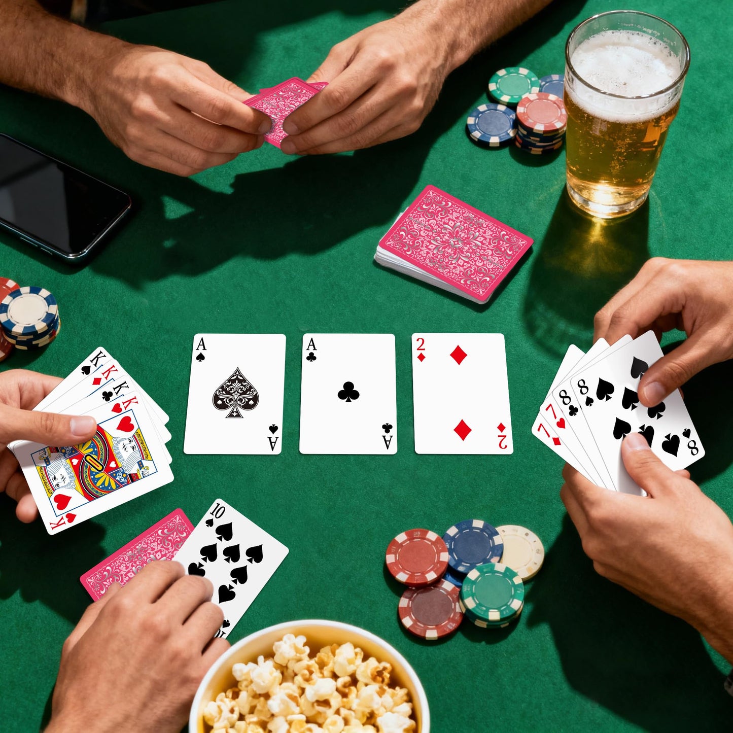 Wkchxd Playing Cards 2 Pack – Premium Decks for Poker, Blackjack & Family Game Night (Navy Blue & Pink)