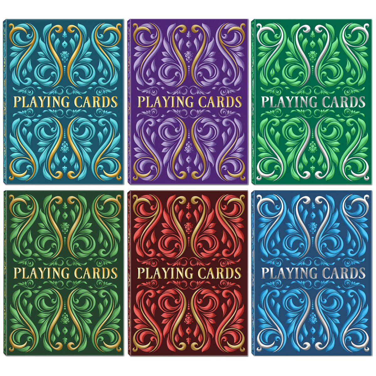 Wkchxd Playing Cards 6 Pack — Durable Poker-Size Decks in 6 Colors for Family Game Night