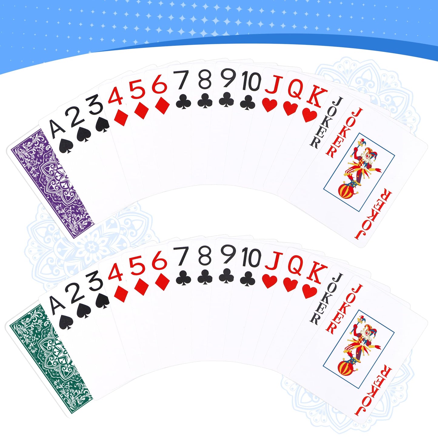 Wkchxd Playing Cards – Jumbo Poker Size, Large-Print Green & Purple Decks