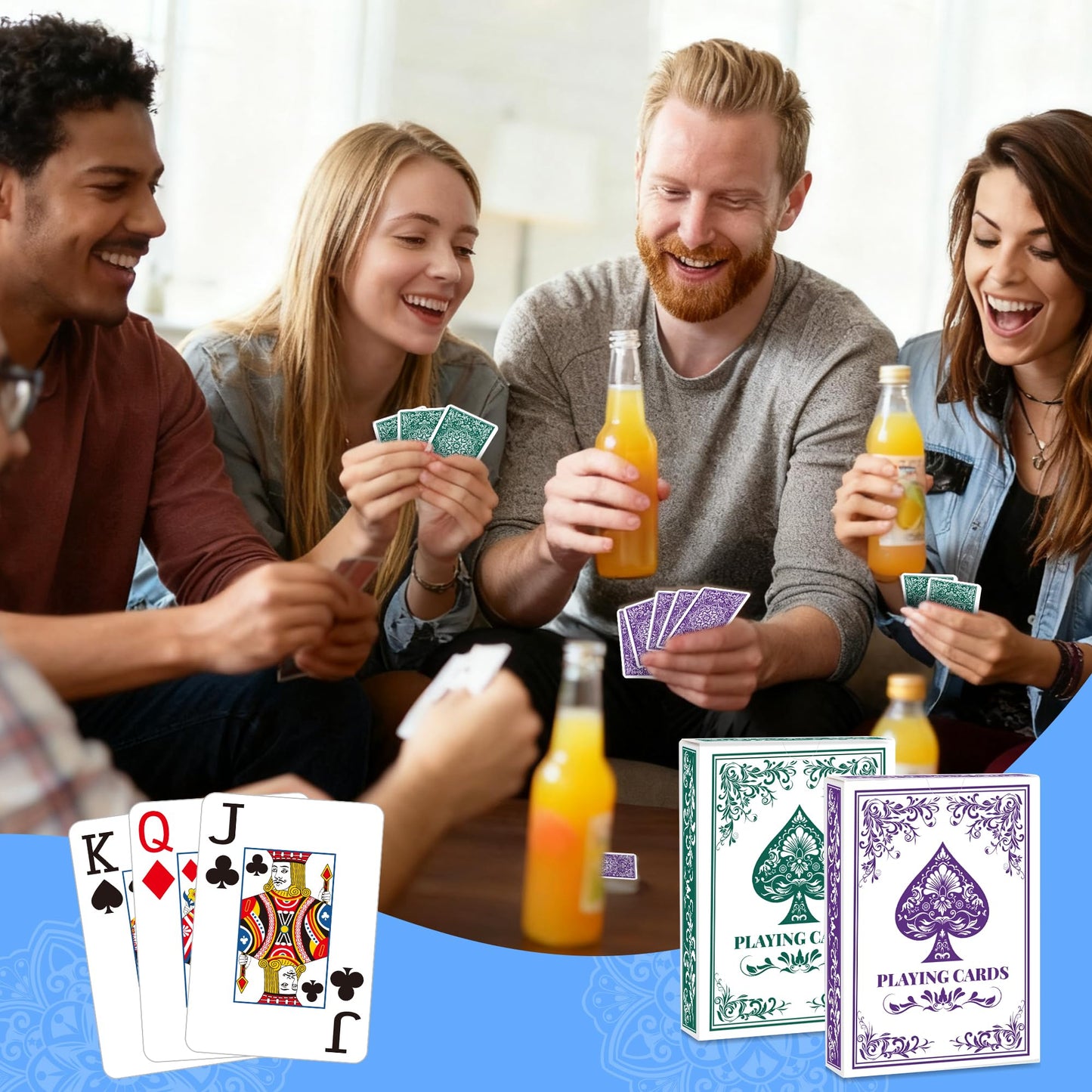 Wkchxd Playing Cards – Jumbo Poker Size, Large-Print Green & Purple Decks