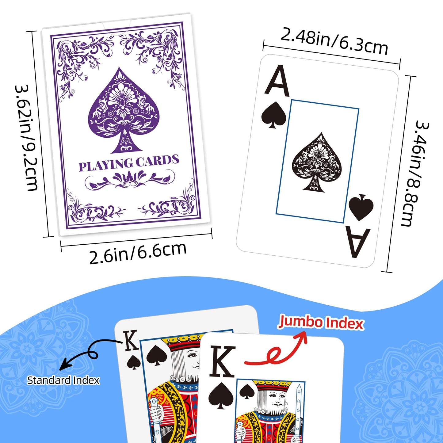 Wkchxd Playing Cards – Jumbo Poker Size, Large-Print Green & Purple Decks