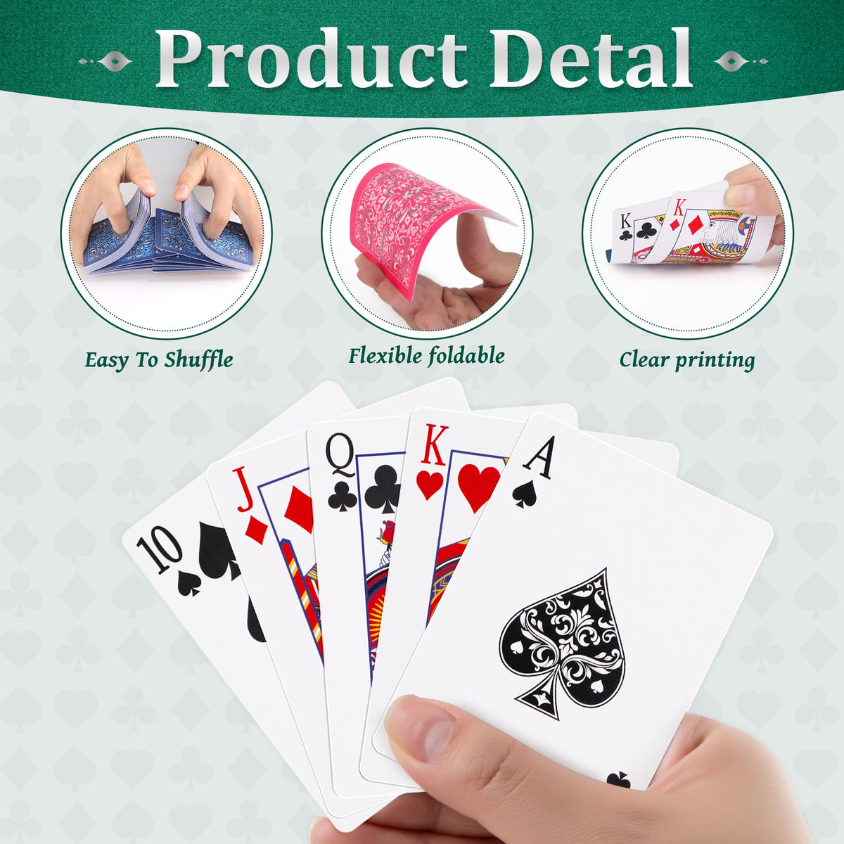 Wkchxd Playing Cards 2 Pack – Premium Decks for Poker, Blackjack & Family Game Night (Navy Blue & Pink)