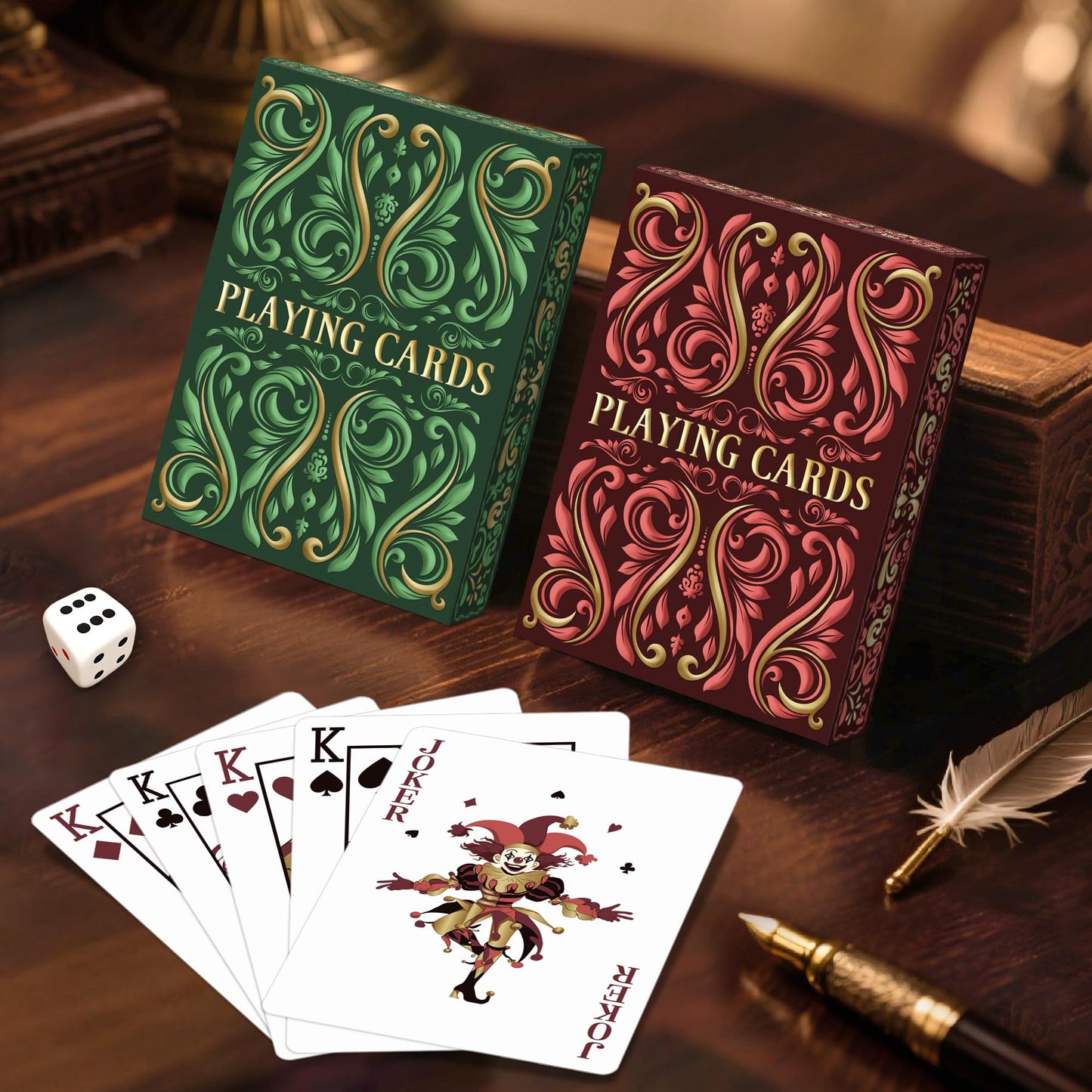 Wkchxd Playing Cards 2-Pack – Premium Green & Red Decks for Poker & Party Games