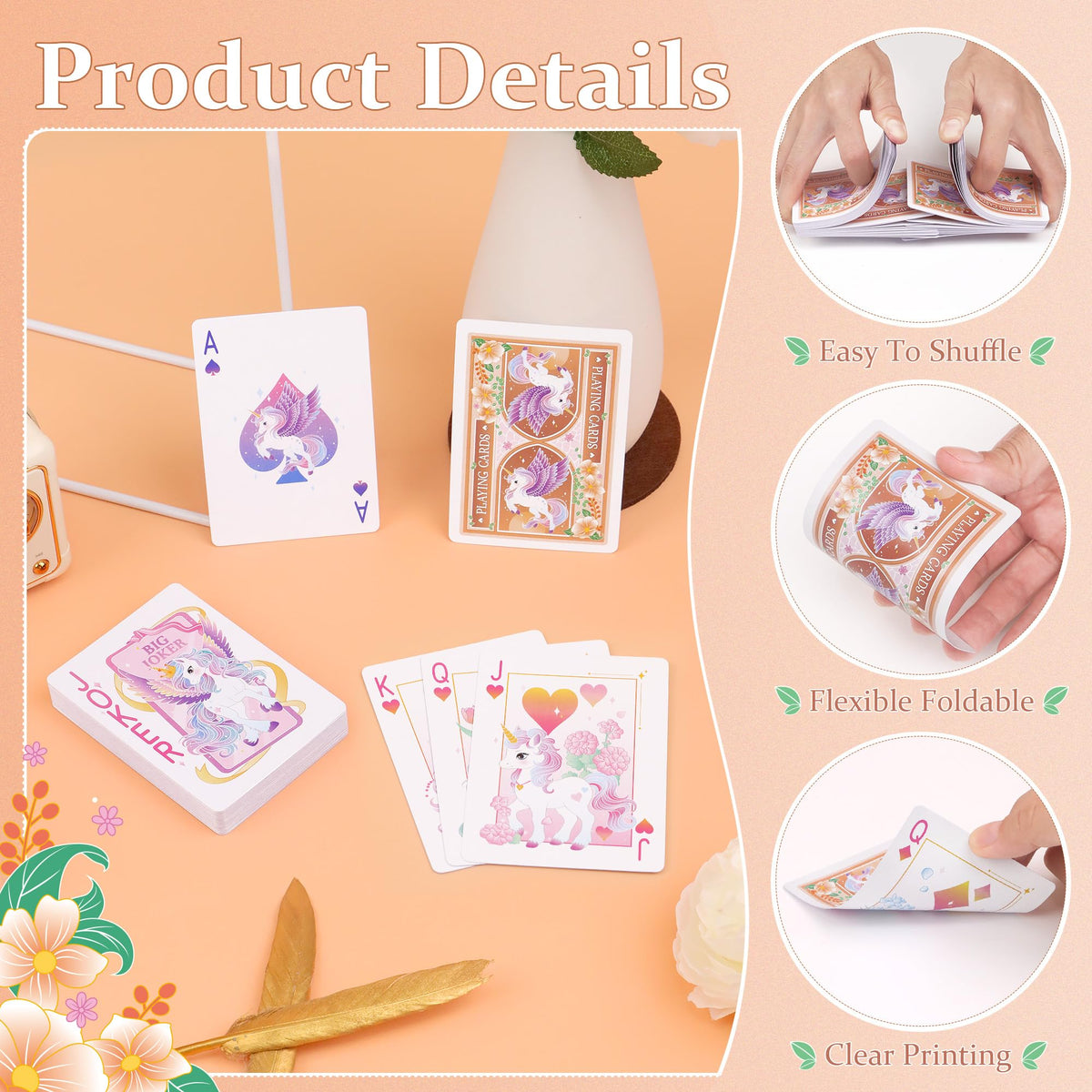 Wkchxd Unicorn Playing Cards – Premium 52-Card Deck for Family Game Night