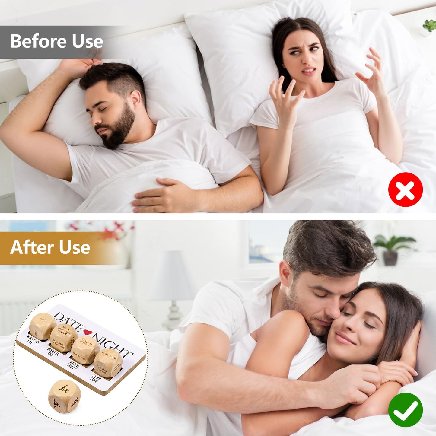 WLHAG Date Night Dice Set for Couples – 5-Piece Wooden Relationship Game