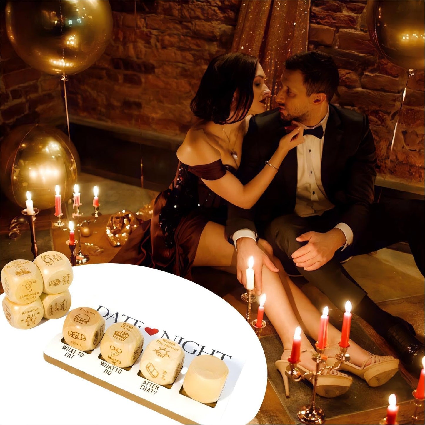 WLHAG Date Night Dice Set — 8-Piece Wooden Couple’s Gift