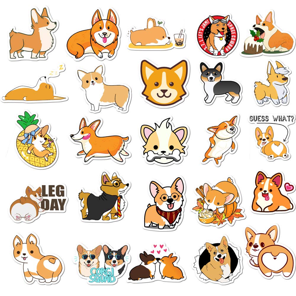 WLJIAO Welsh Corgi Dog Stickers – 50Pcs Waterproof Vinyl Decals for Laptops, Water Bottles & More
