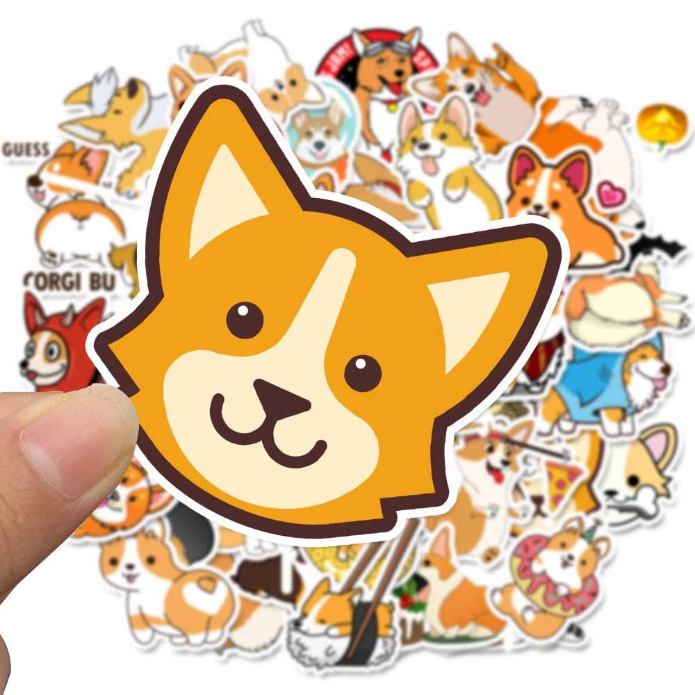 WLJIAO Welsh Corgi Dog Stickers – 50Pcs Waterproof Vinyl Decals for Laptops, Water Bottles & More