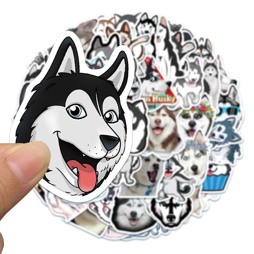 WLJIAO 50 Pcs Cute Funny Siberian Husky Dog Stickers – Vinyl Decals for Laptops, Water Bottles & More