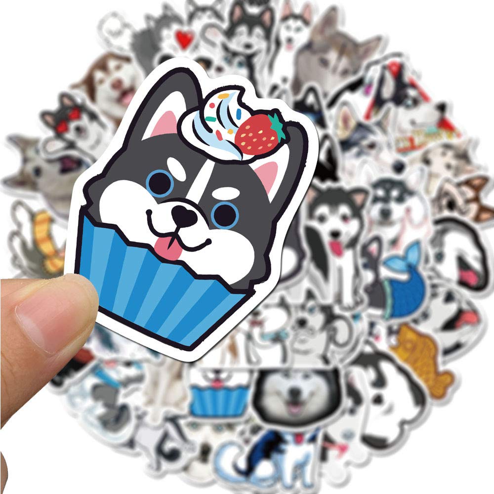 WLJIAO 50 Pcs Cute Funny Siberian Husky Dog Stickers – Vinyl Decals for Laptops, Water Bottles & More
