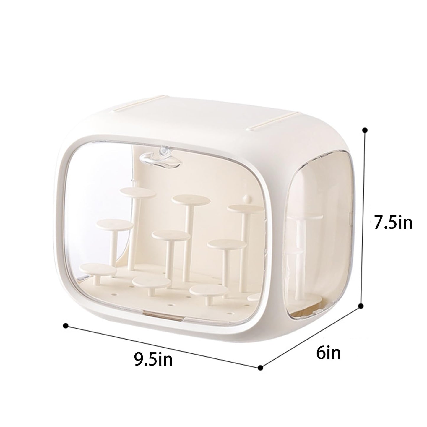 WMM Display Case for Figures with Light – Clear Acrylic Box with Door, Dust & Moisture Proof (Cream)