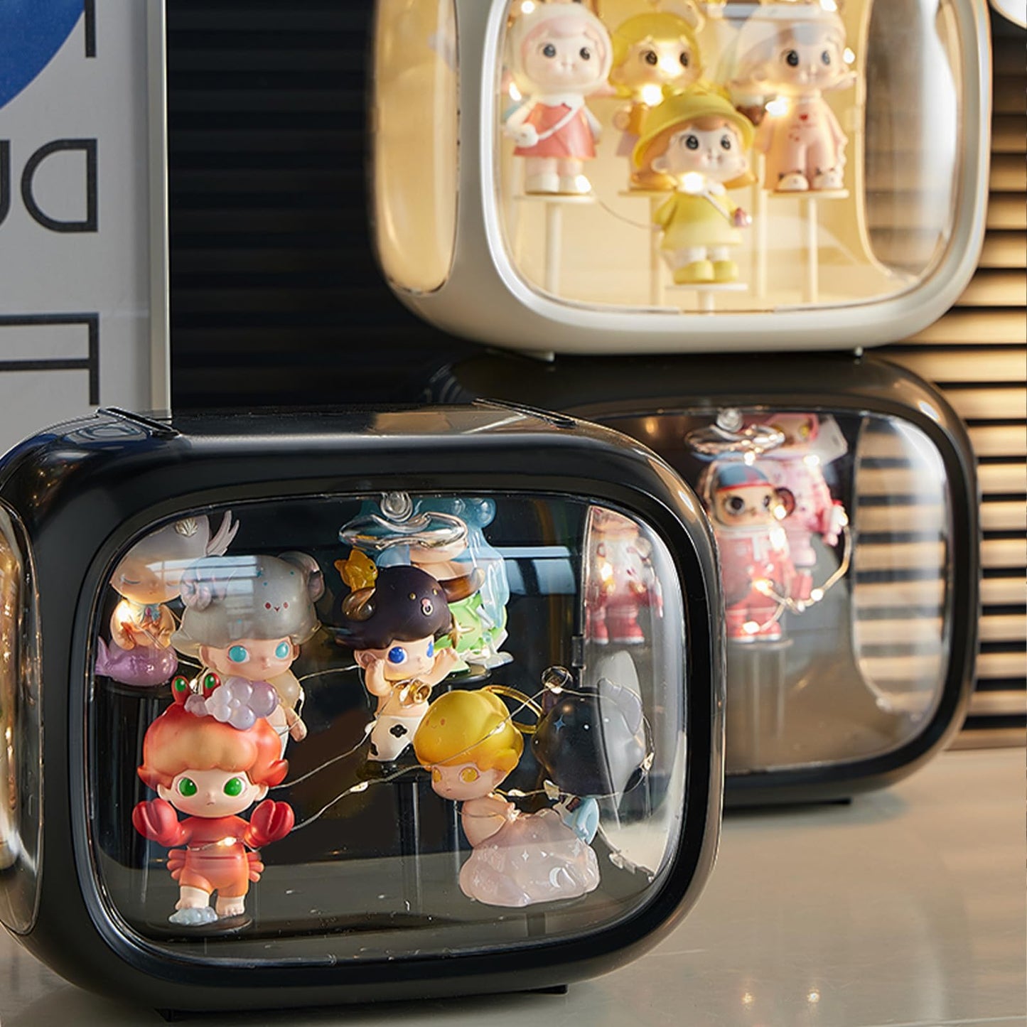 WMM Display Case for Figures with Light – Adjustable Clear Acrylic Box (Dust & Moisture Proof)