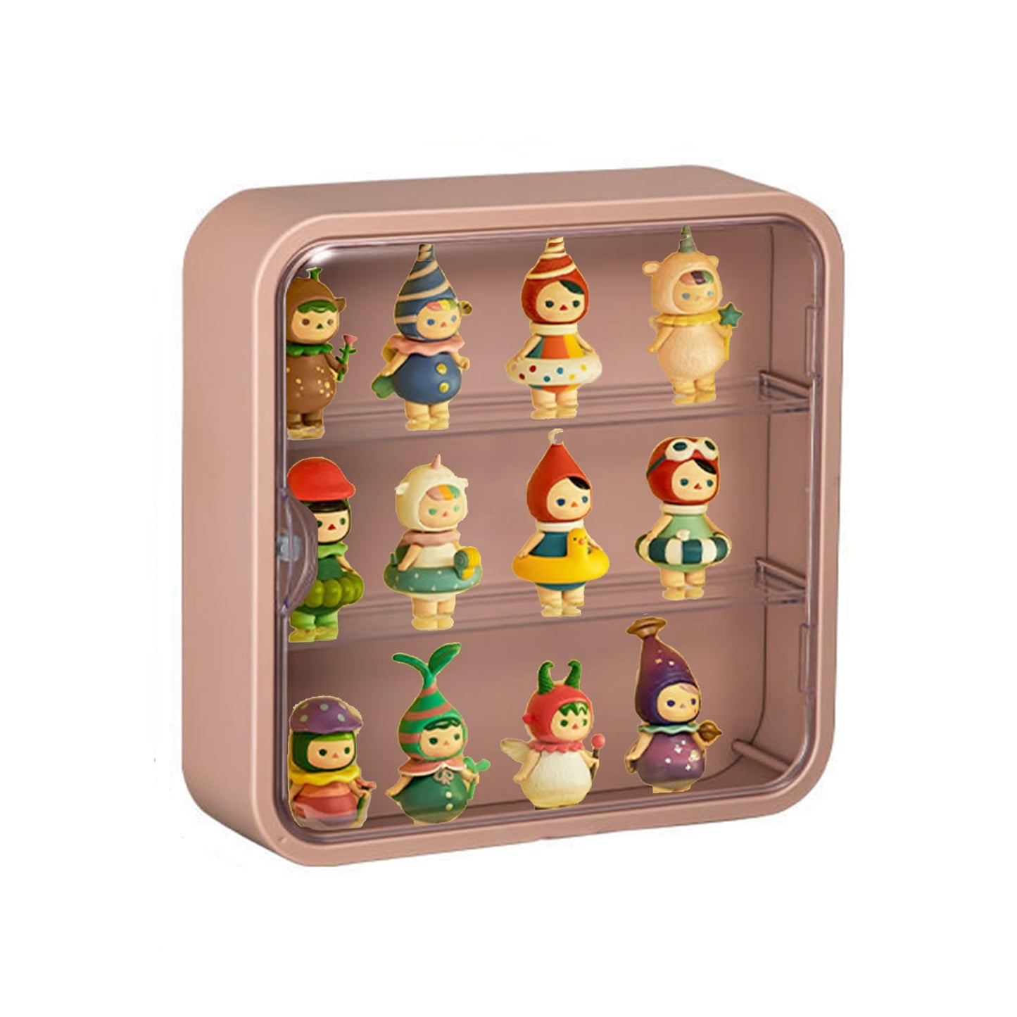 WMM Clear Display Case for Figures – Pink Wall-Mounted, Dust- and Moisture-Proof Display Box