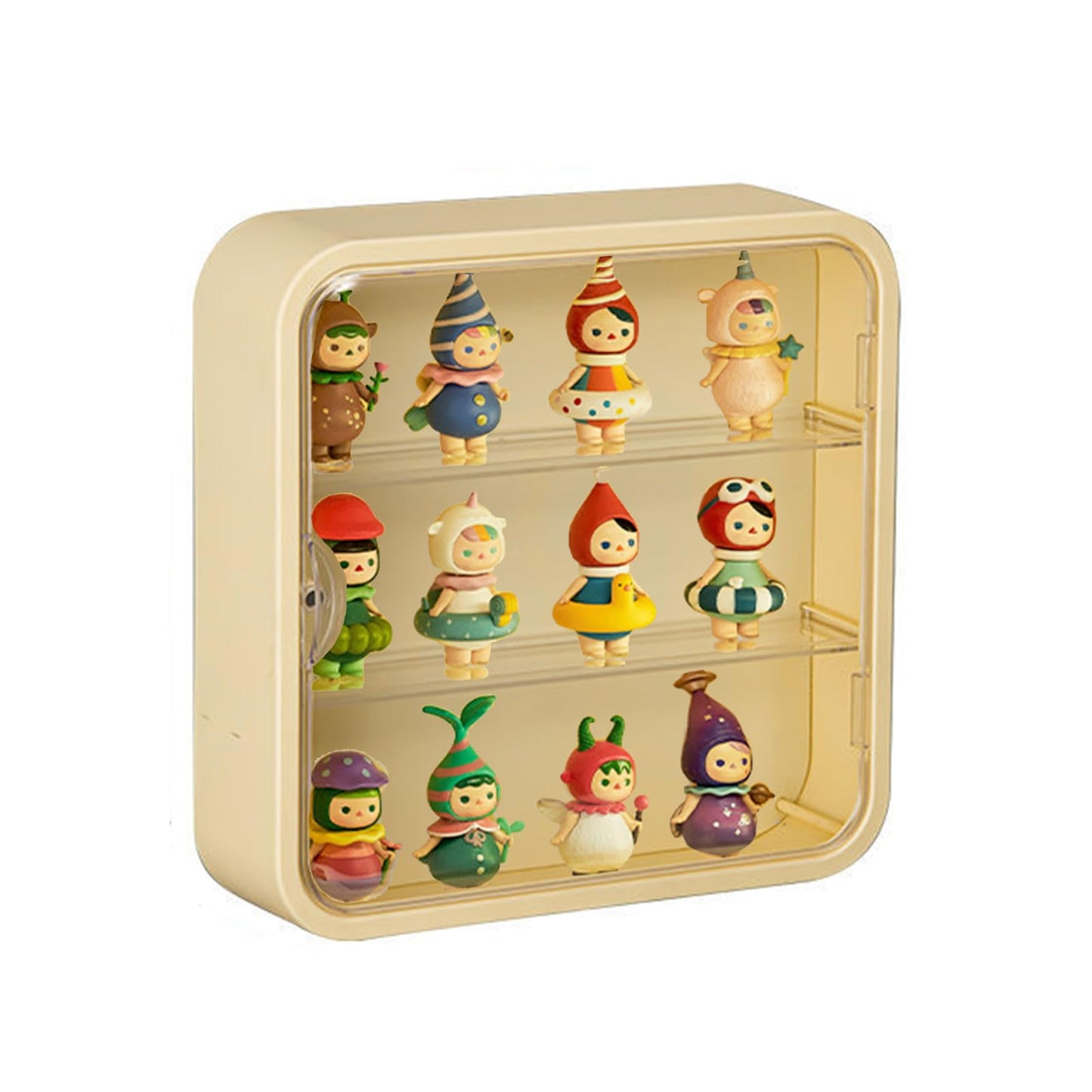 WMM Clear Display Case for Figures – Wall-Mounted, Dust & Moisture Proof Display Box (Yellow)