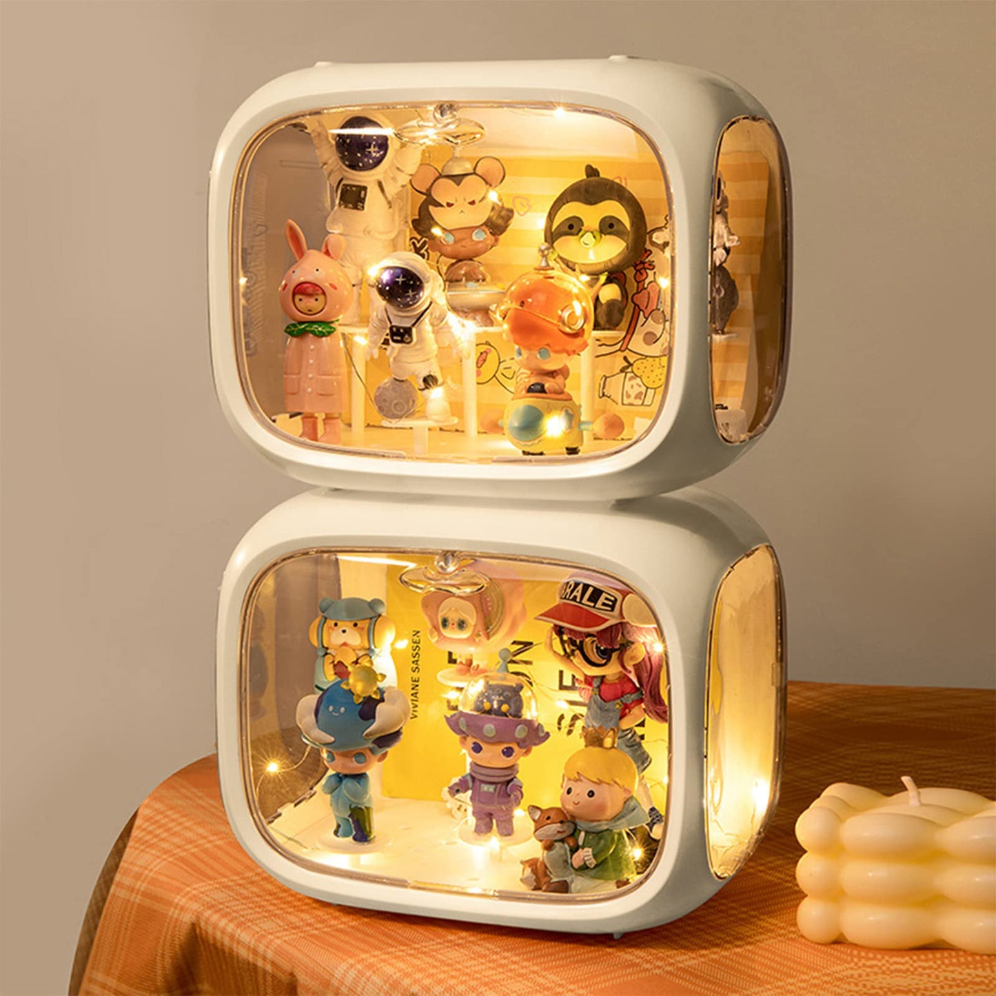 WMM Display Case for Figures with Light – Clear Acrylic Box with Dust and Moisture Proof Door
