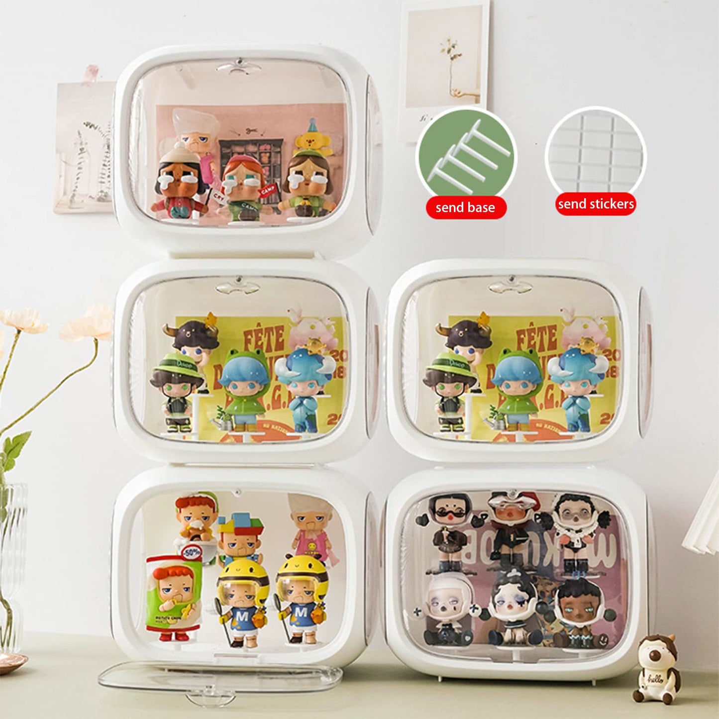 WMM Display Case for Figures with Light – Clear Acrylic Box with Dust and Moisture Proof Door