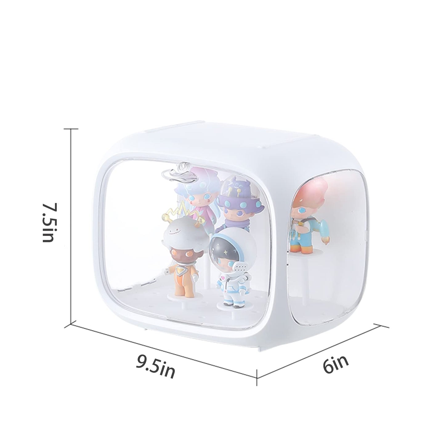 WMM Display Case for Figures with Light – Clear Acrylic Box with Dust and Moisture Proof Door