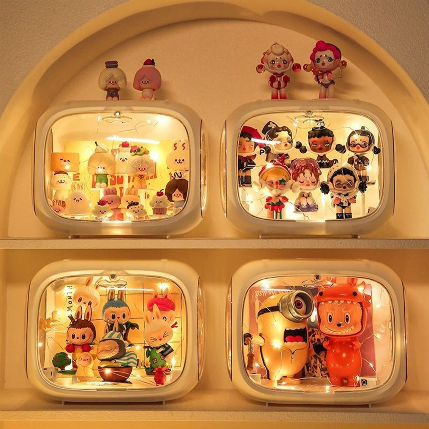 WMM Display Case for Figures with Light – Clear Acrylic Box with Dust and Moisture Proof Door