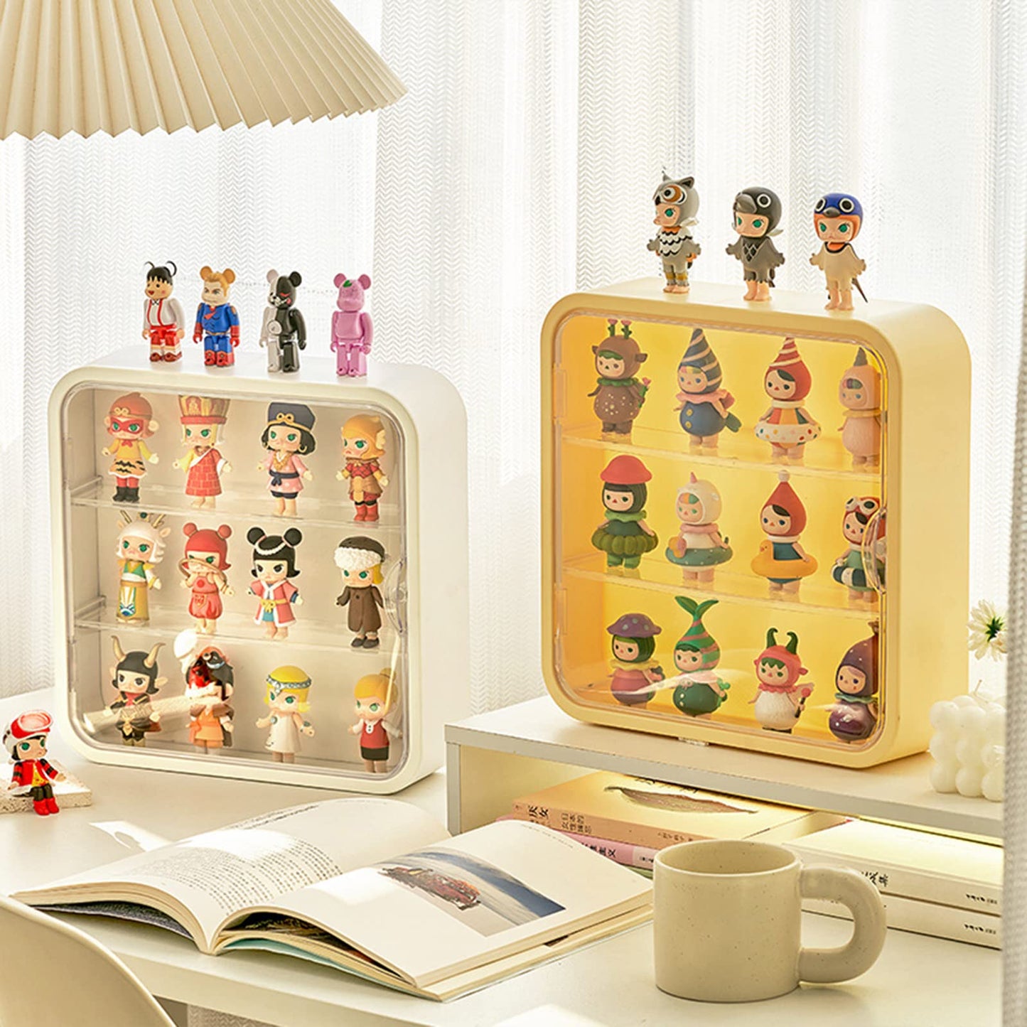 WMM Clear Display Case for Figures – Wall-Mounted, Dust & Moisture Proof Display Box (Yellow)