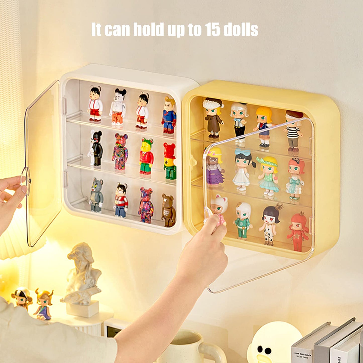 WMM Clear Display Case for Figures – Pink Wall-Mounted, Dust- and Moisture-Proof Display Box