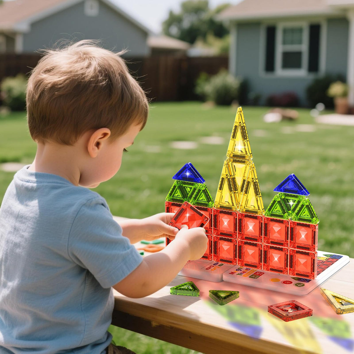 WMXDU Magnetic Tile Mini Diamond Set – 26-Piece Travel Case, On-The-Go STEM Building Toy for Ages 3+