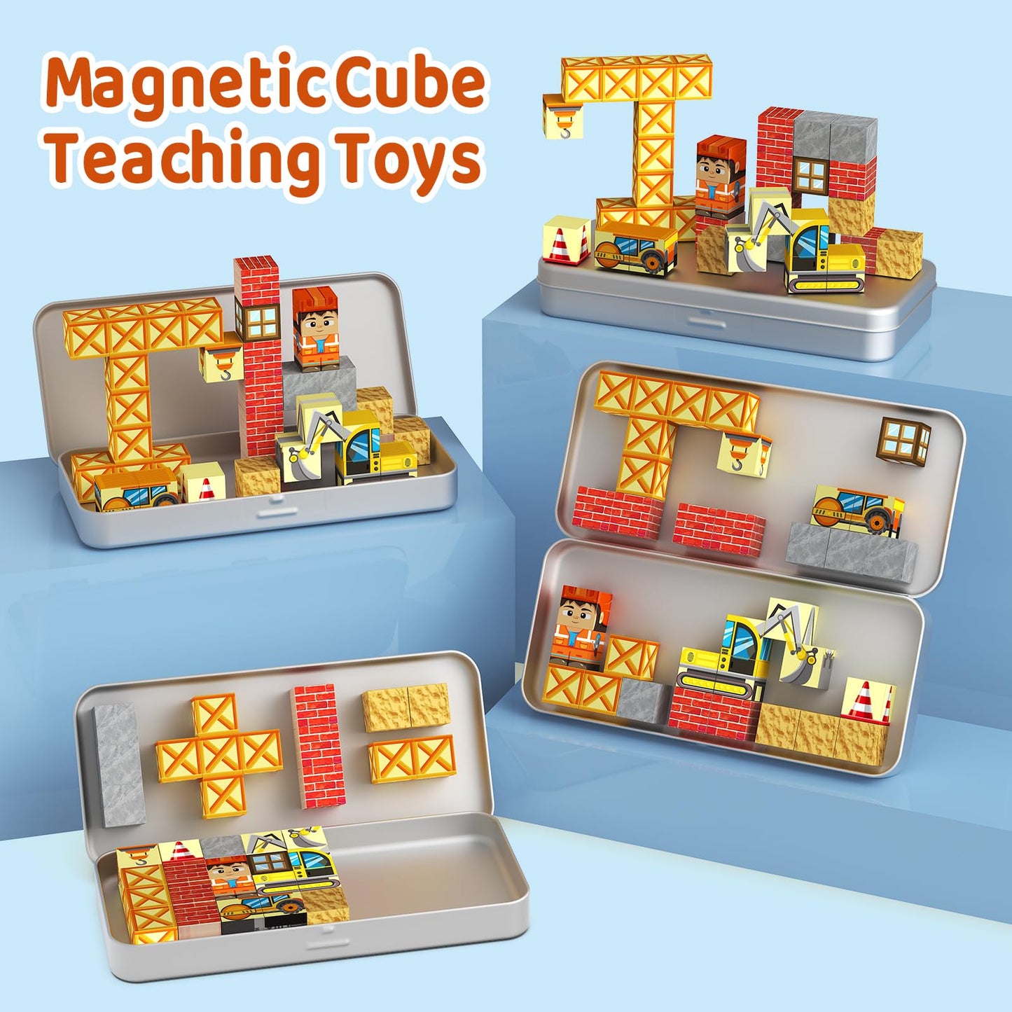WMXDU Magnetic Blocks with Magnet Box - 35-Piece Travel Construction Toys for Kids 3+ | Build, Imagine, Explore On The Go