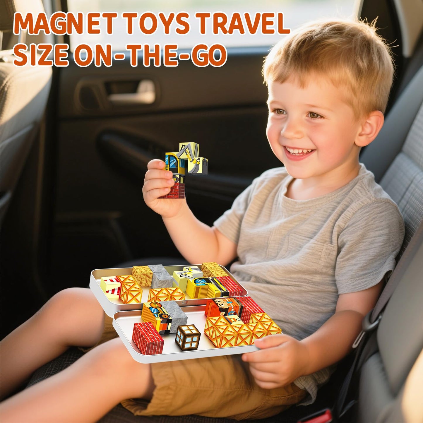 WMXDU Magnetic Blocks with Magnet Box - 35-Piece Travel Construction Toys for Kids 3+ | Build, Imagine, Explore On The Go