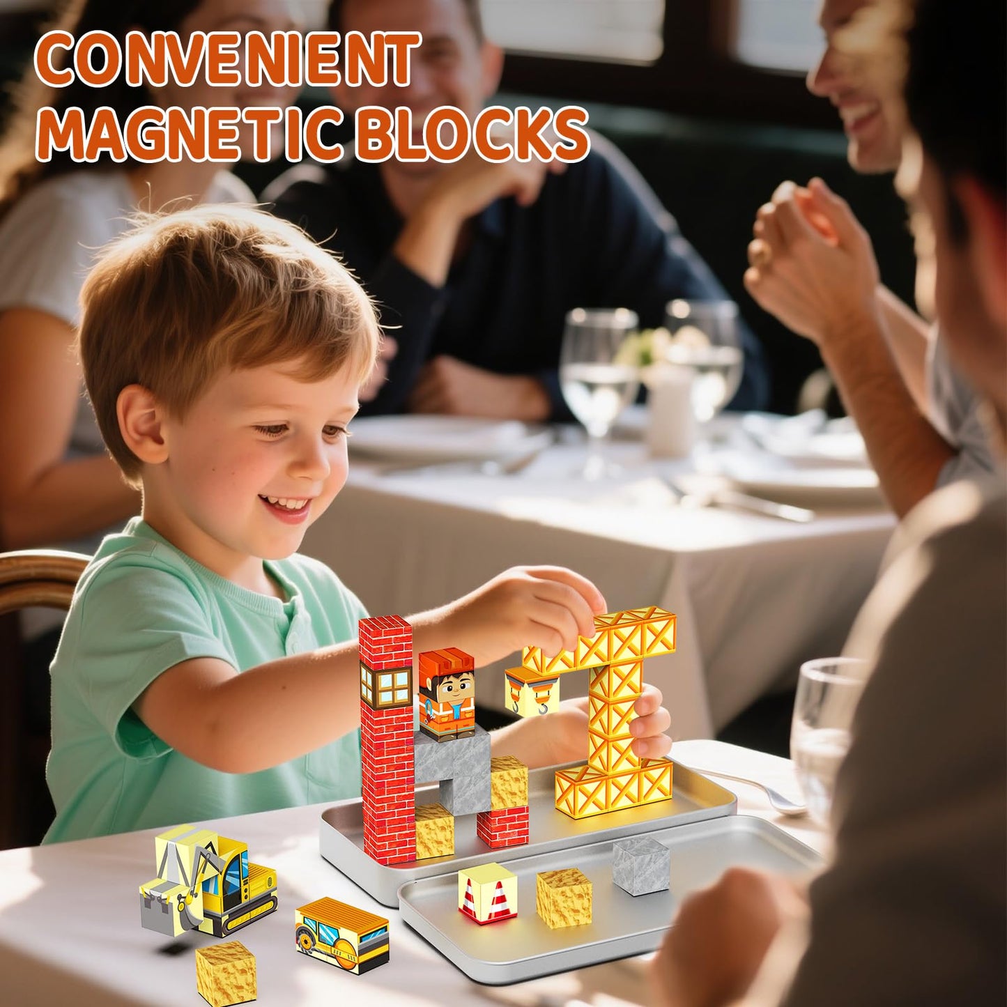 WMXDU Magnetic Blocks with Magnet Box - 35-Piece Travel Construction Toys for Kids 3+ | Build, Imagine, Explore On The Go