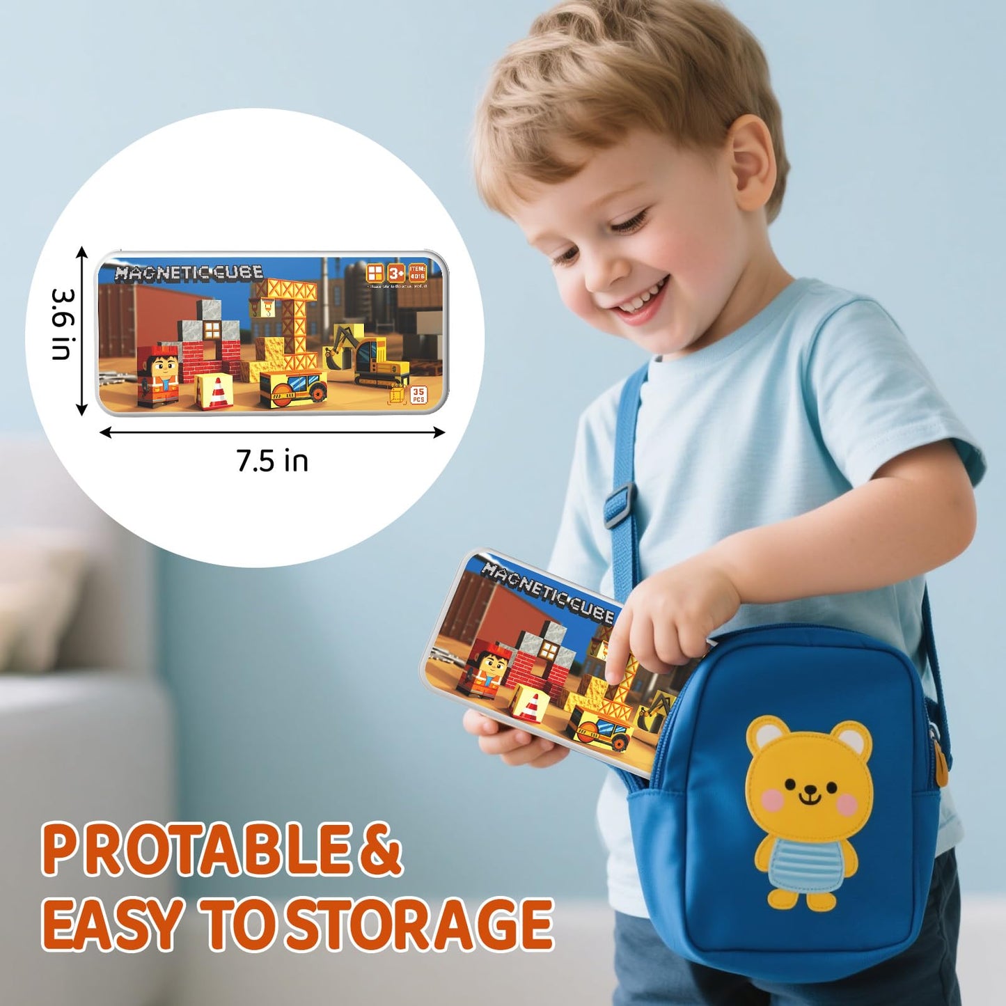 WMXDU Magnetic Blocks with Magnet Box - 35-Piece Travel Construction Toys for Kids 3+ | Build, Imagine, Explore On The Go