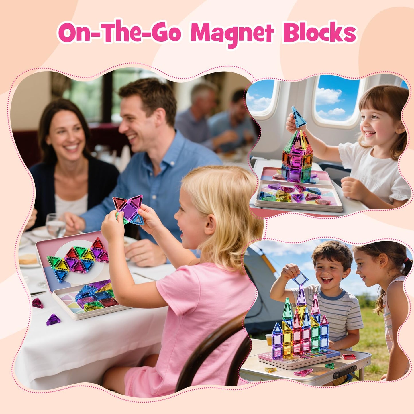 WMXDU Mini Magnetic Tiles 42pc Travel Set – Portable Magnetic Building Blocks for 3+
