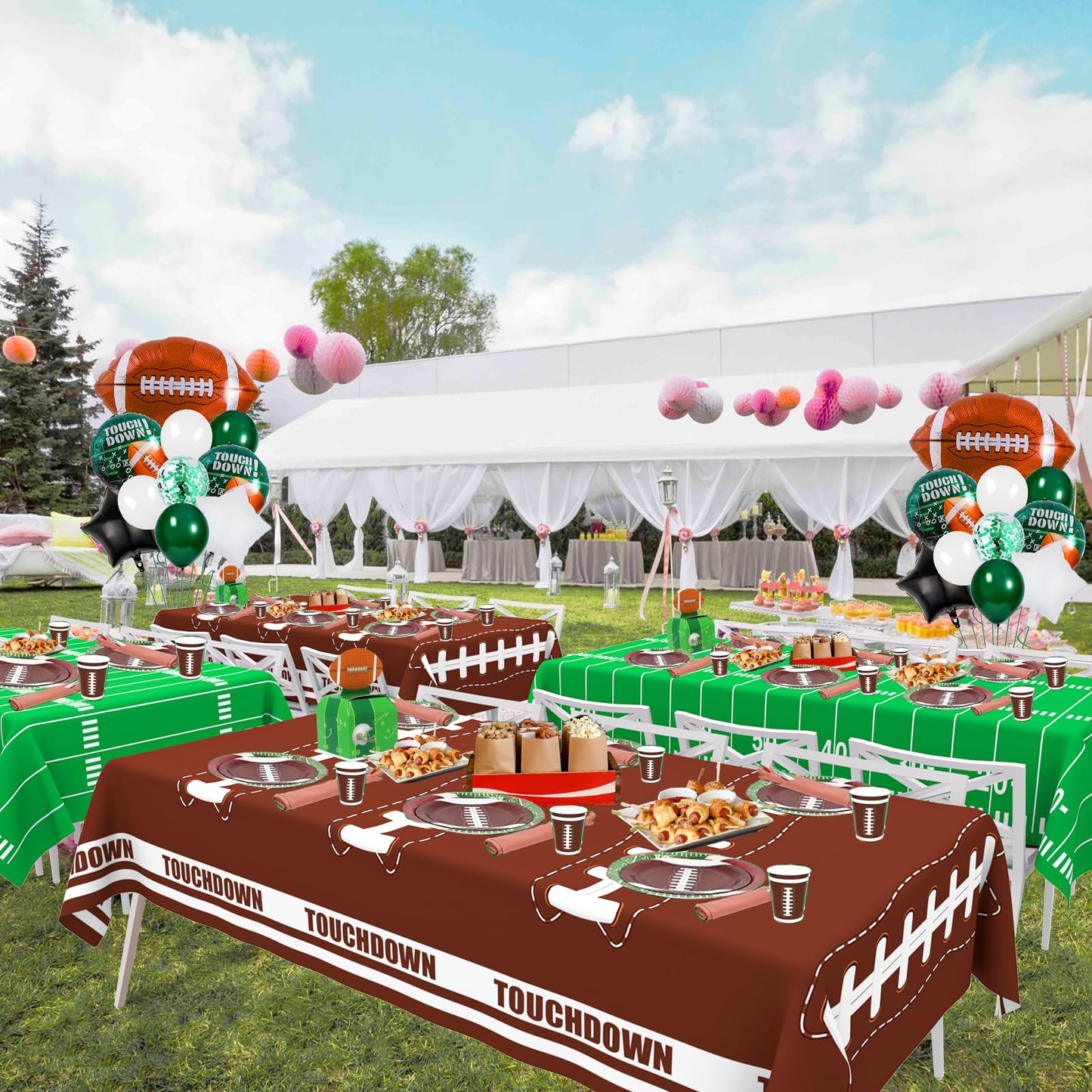 WNINK 2 Pack Football Tablecloth – Disposable 54x108 in Table Cover for Football Parties