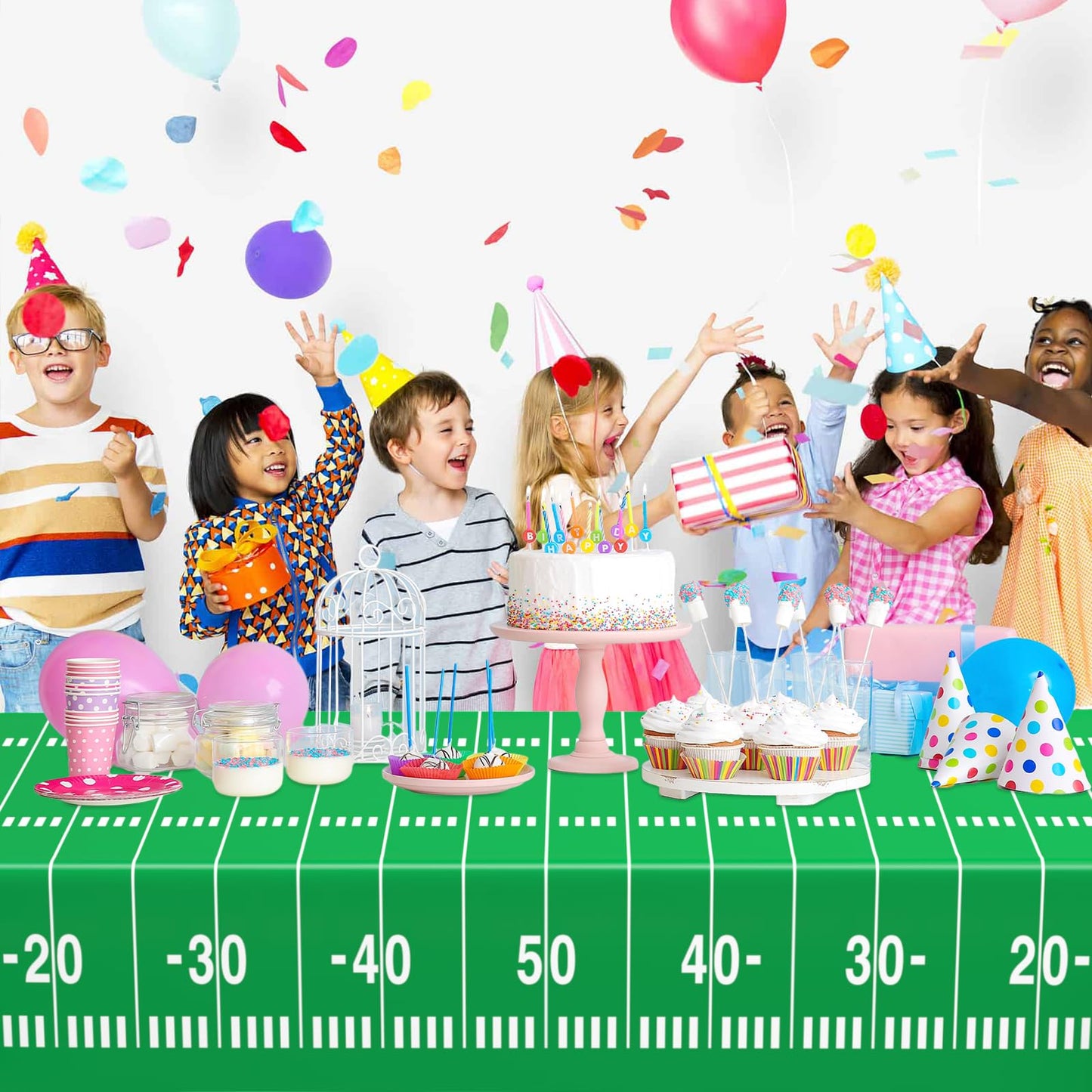 WNINK 2 Pack Football Tablecloths – Disposable 54 x 108 Inch Football Theme Table Cover