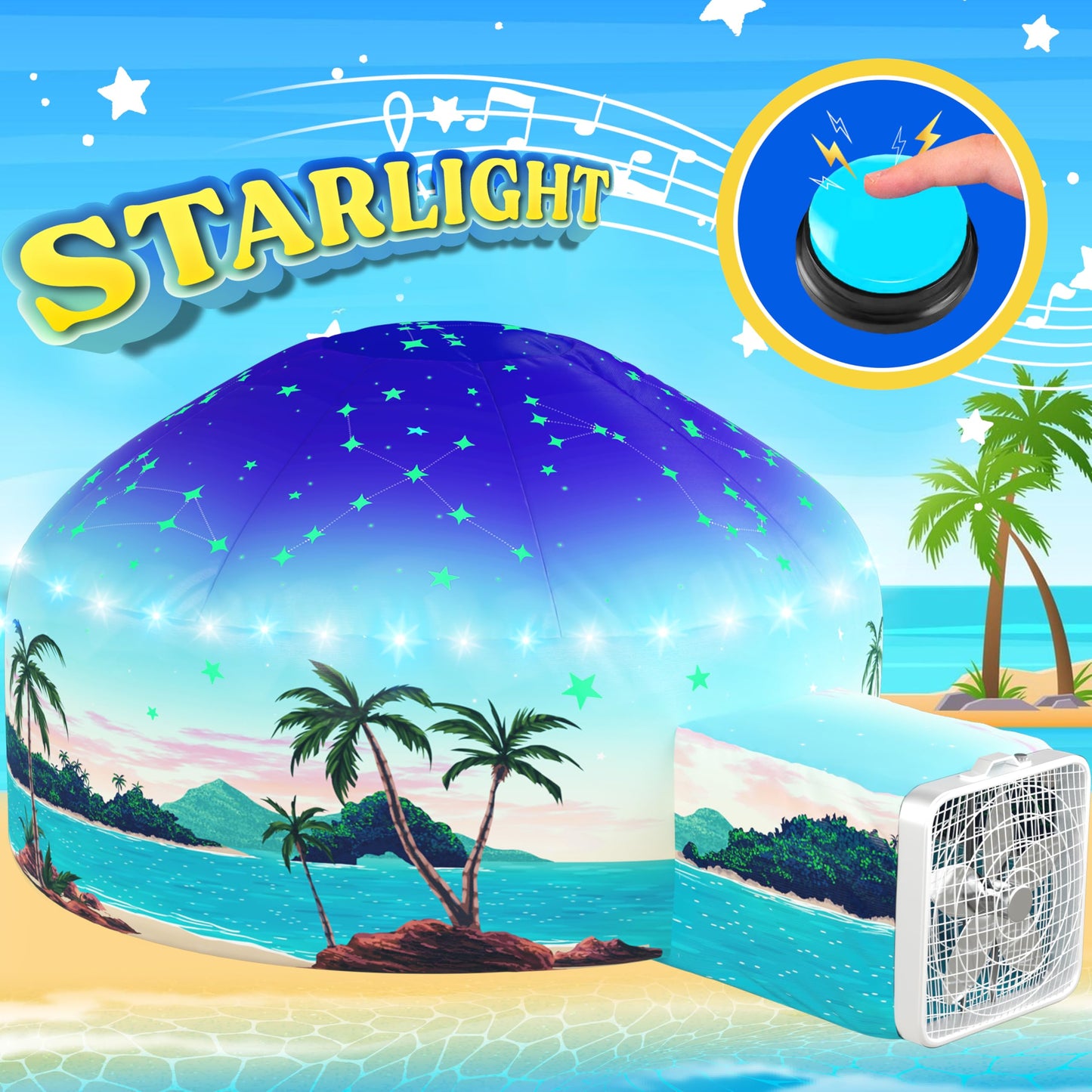 W&O Starlit Oasis: LED Lights & Sound Tent for Glow-in-the-Dark Stargazing (Ages 3-12)