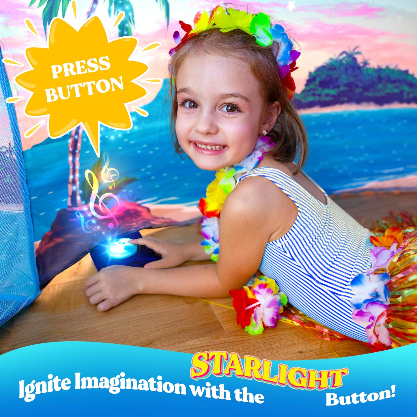 W&O Starlit Oasis: LED Lights & Sound Tent for Glow-in-the-Dark Stargazing (Ages 3-12)