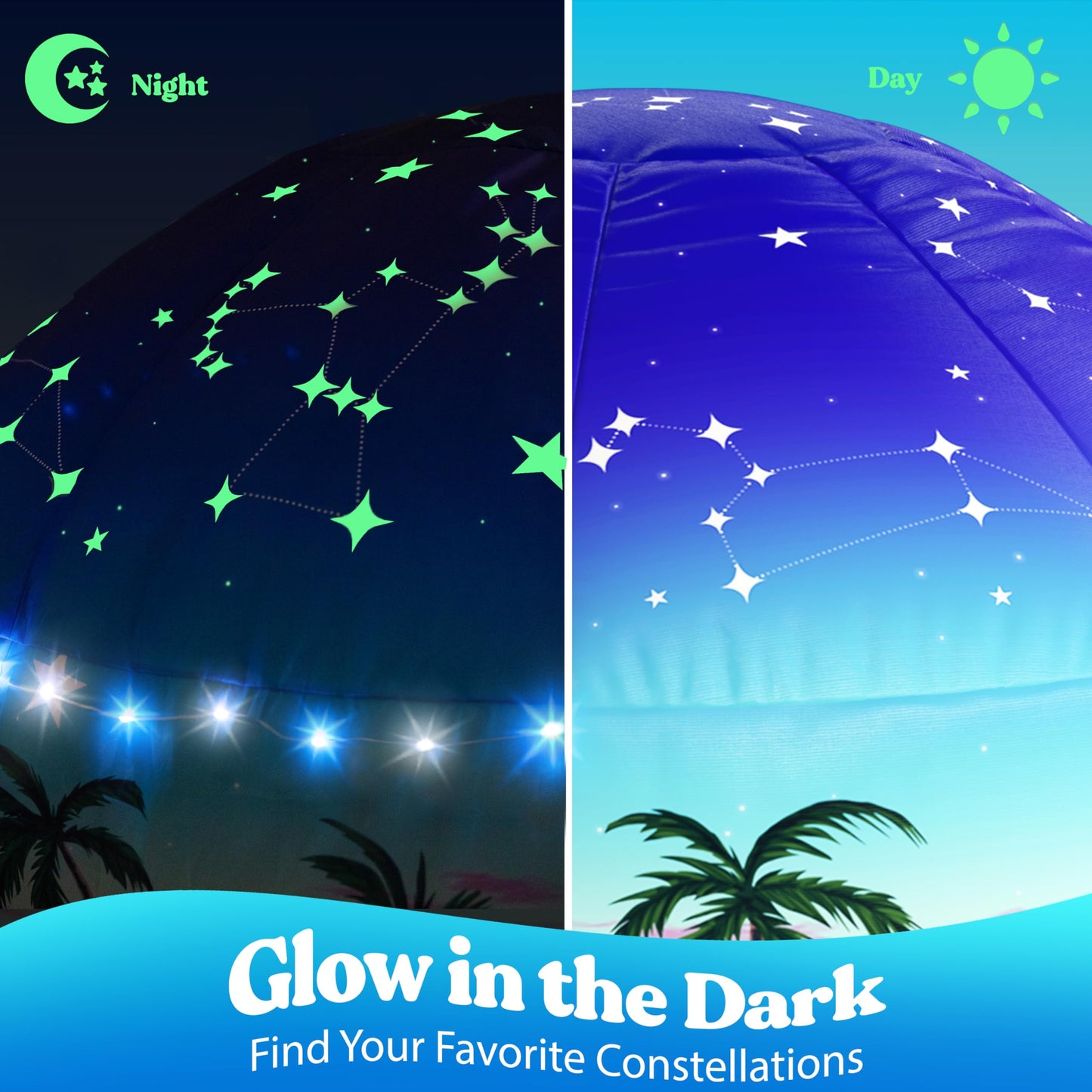 W&O Starlit Oasis: LED Lights & Sound Tent for Glow-in-the-Dark Stargazing (Ages 3-12)