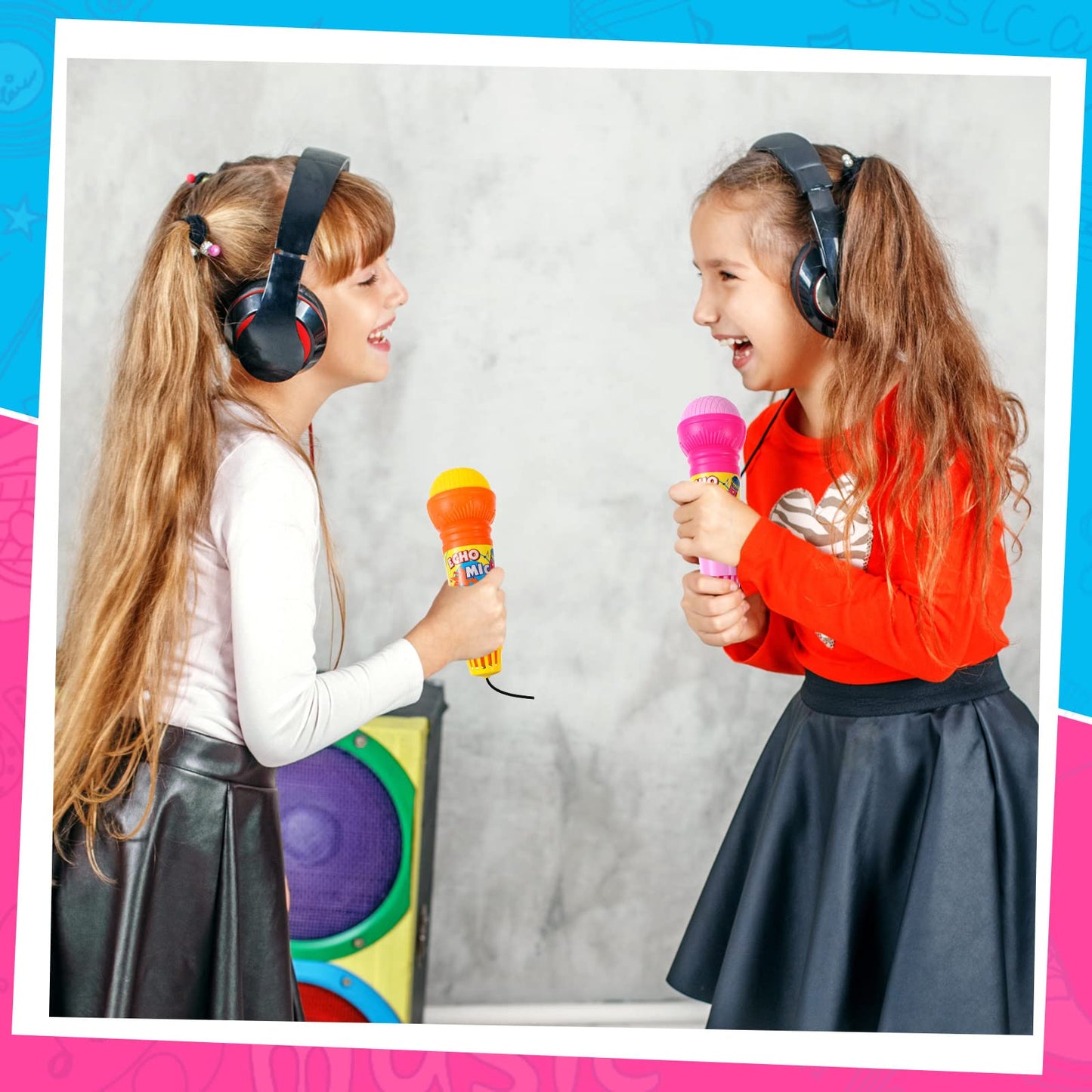 Woanger Echo Microphone Toy – 20-Piece Multicolor Battery-Free Kids Singing Props (4 Colors)