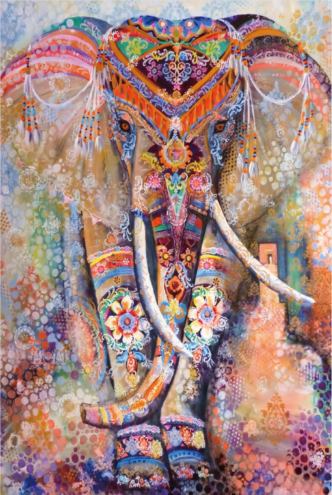 Wobehsk Elephant 500-Piece Wooden Puzzle for Adults | Finished 20 x 15 in