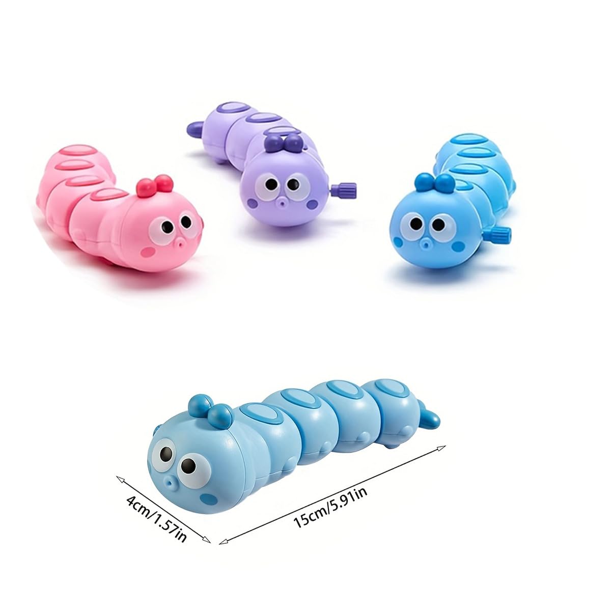 WOBOX 3Pcs Purple Wind-Up Caterpillar Toy – Educational STEM Crawling Insects for Toddlers (Safe, Non-Toxic)