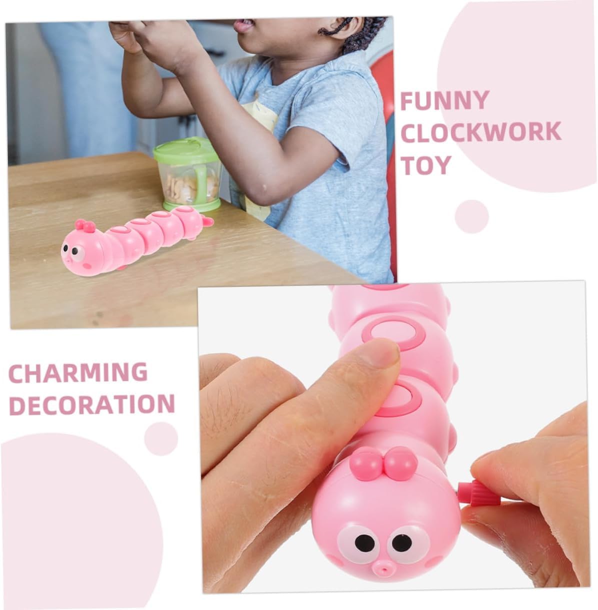 WOBOX 6Pcs Multicolor Wind-Up Caterpillar Toy – STEM Crawling Insects for Toddlers