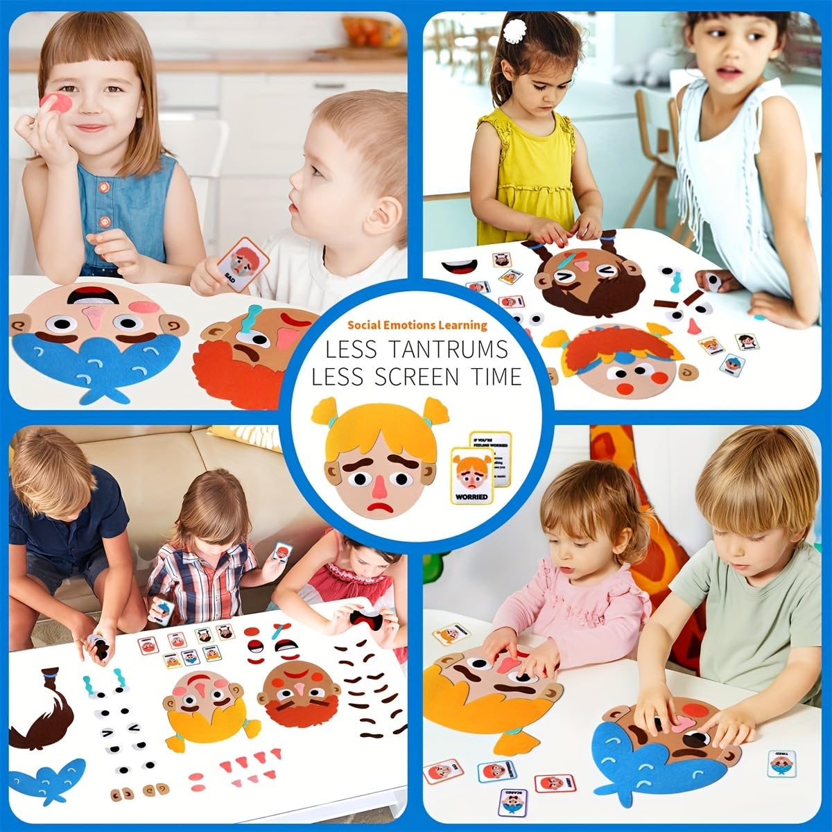 WOBOX 83-Pcs Felt Expression Face DIY Toy for Kids – Emotional Learning & Creativity