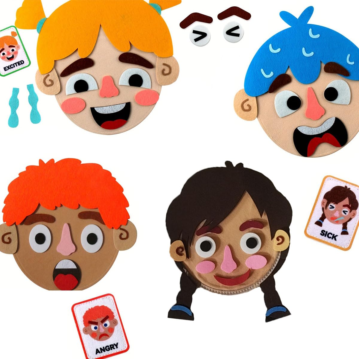 WOBOX 83-Pcs Felt Expression Face DIY Toy for Kids – Emotional Learning & Creativity