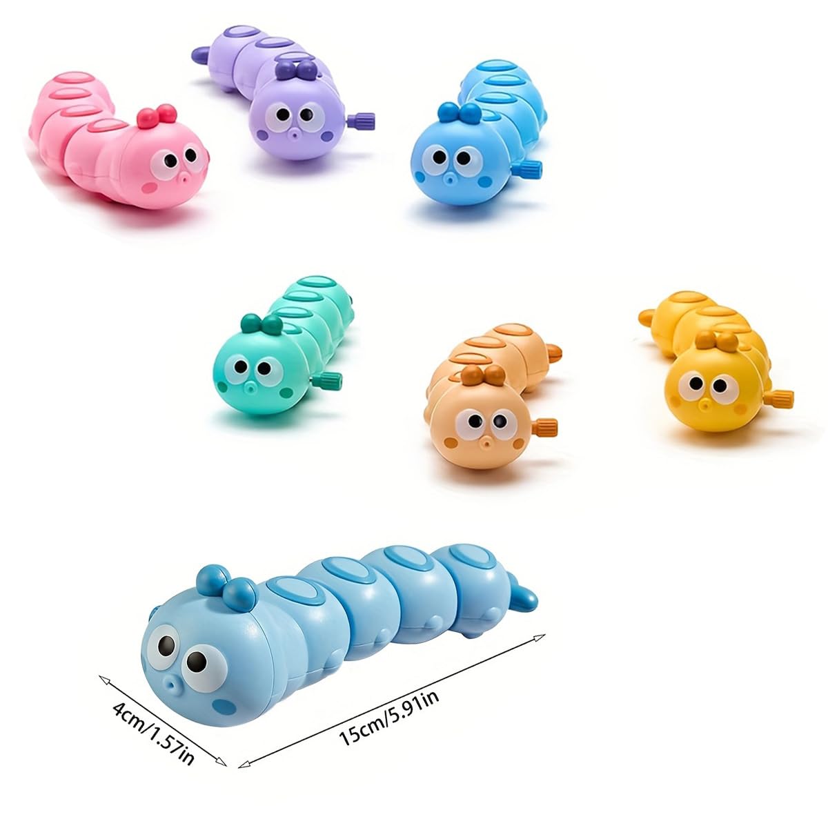 WOBOX 6Pcs Multicolor Wind-Up Caterpillar Toy – STEM Crawling Insects for Toddlers