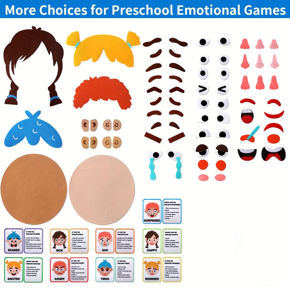 WOBOX 83-Pcs Felt Expression Face DIY Toy for Kids – Emotional Learning & Creativity