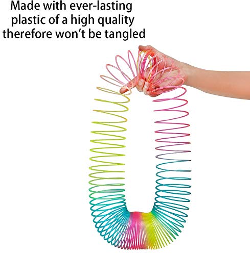 WOBOX Giant Rainbow Coil Spring Toy – Classic Plastic Magic Spring for Parties & Gifts (10.7 cm x 10.7 cm)
