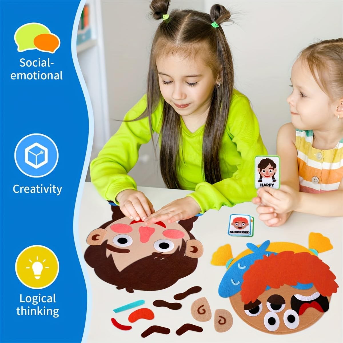 WOBOX 83-Pcs Felt Expression Face DIY Toy for Kids – Emotional Learning & Creativity