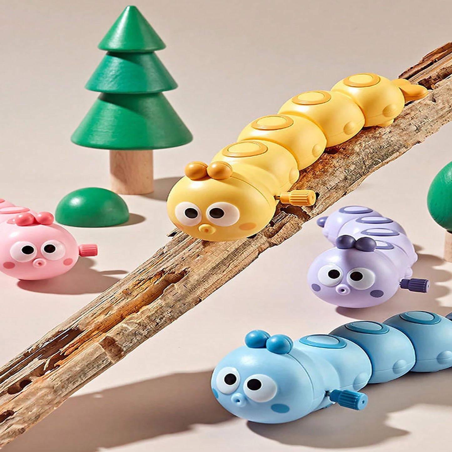 WOBOX 6Pcs Multicolor Wind-Up Caterpillar Toy – STEM Crawling Insects for Toddlers